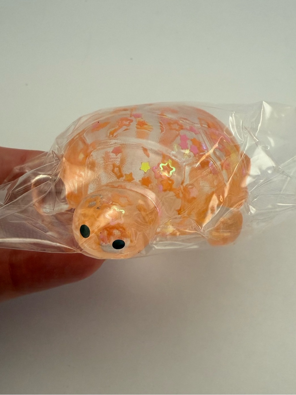 Orange Glitter Star Turtle Small Squish Toy